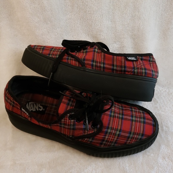 plaid platform vans